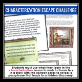 Character Types Steal Characterization Slides & Reading Escape Room Activity