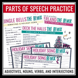 Christmas Parts of Speech Activity - Rewriting Holiday Carols Song Lyrics Remix