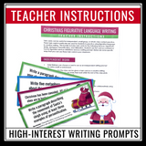 Christmas Figurative Language Writing Task Cards - Holiday Writing Prompts