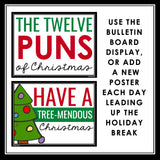 Christmas Posters - The 12 Days of Christmas Puns Funny Holiday Bulletin Board