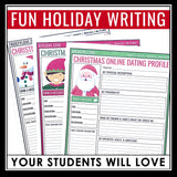 Christmas Writing Activity - Holiday Character Dating Profiles Assignments