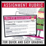 Christmas Writing Assignment - Elf Interview Holiday Winter Writing Activity
