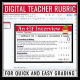 Christmas Writing Assignment - Elf Interview Holiday Winter Activity - Digital