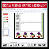 Christmas Writing Assignment - Elf Resume Creative Digital Holiday Activity