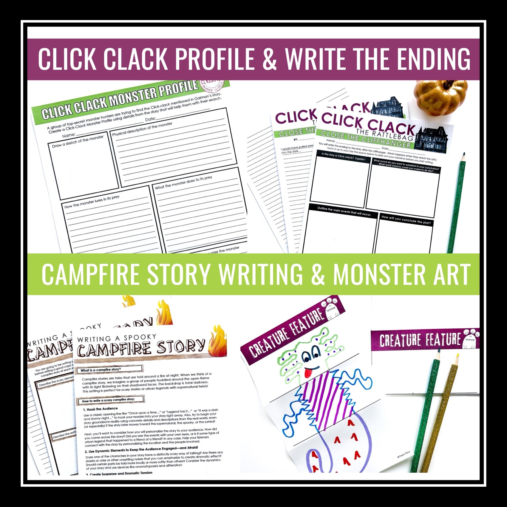 Click Clack Rattleback Click Clack the Rattlebag by Neil Gaiman - Short Story Unit Lesson & A ...