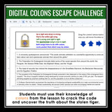 Colons Escape Room Punctuation Grammar Digital Activity, Google Slides, and Quiz