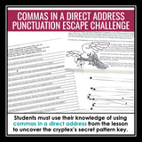 Commas in Addresses Grammar Activity Escape Room Challenge, Presentation, & Quiz
