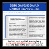 Compound-Complex Sentence Type Digital Grammar Activity Escape, Slides, & Quiz