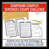 Compound-Complex Sentence Type Grammar Activity Escape Challenge, Slides, & Quiz