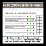 Compound Sentence Type Grammar Digital Escape Room Activity, Slides, and Quiz