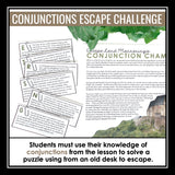 Coordinating Conjunctions Grammar Activity Escape Room Game, Slides, and Quiz