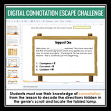 Connotation Presentation & Digital Escape Room Vocabulary Reading Activity