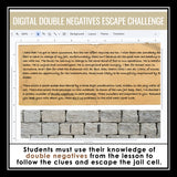 Double Negatives Escape Room Digital Grammar Activity, Google Slides, and Quiz