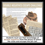 Double Negatives Grammar Activity Escape Room Challenge, Presentation, and Quiz