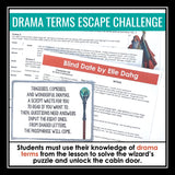 Drama Vocabulary Introduction & Theater Escape Room Script Reading Activity