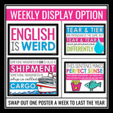 English Posters Classroom Bulletin Board Decor - 40 English is Weird Posters