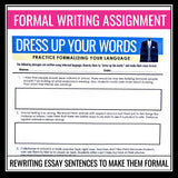 Formal Writing Style - Academic Essay Writing Presentation, Handouts, & Activity