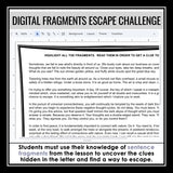 Sentence Fragments Escape Room Digital Activity, Google Slides, and Quiz