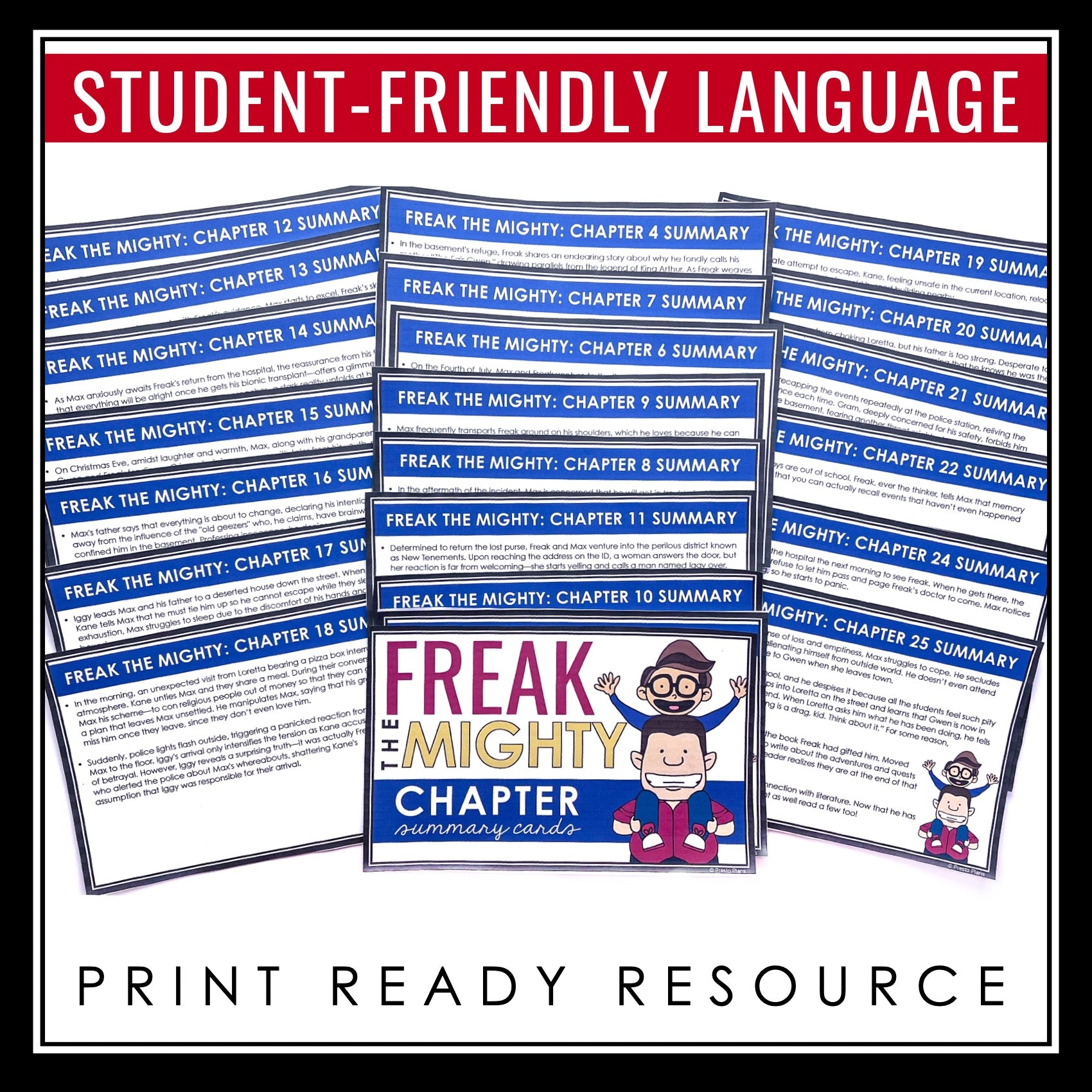 Freak the Mighty Chapter Summaries Plot Summary Cards Rodman Philbri