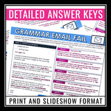 Grammar Activity - Correcting Grammar Errors in Emails Assignments & Task Cards