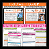 Grammar Bell-Ringers - Grammar Skills Program Middle & High ELA - Digital Print