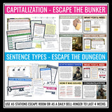 Grammar Escape Room Activity Bundle - 4 Classroom Grammar Breakout Games