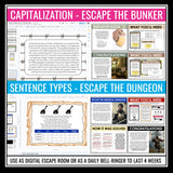 Grammar Escape Room Bell Ringer Activities Digital Bundle - Breakout Games