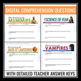 Halloween Reading Comprehension Bundle Digital Nonfiction Articles & Assignments