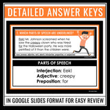 Halloween Parts of Speech Digital Task Cards Activity - Labeling Parts of Speech