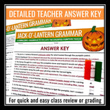 Halloween Grammar Worksheet Assignment - Grammar Editing Activity - Pumpkins