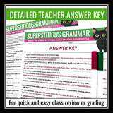 Halloween Grammar Worksheet Assignment - Grammar Activity - Superstitions