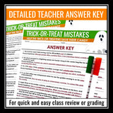 Halloween Grammar Worksheet Assignment - Grammar Activity - Trick or Treat