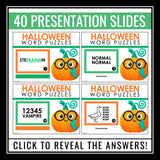 Halloween Word Puzzles Brain Teasers Game – Logic Rebus Word Sense Fun