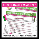 Halloween Grammar Worksheet Assignment - Grammar Editing Activity - Zombies