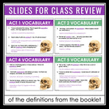 Hamlet Vocabulary Booklet, Presentation, and Answer Key - Shakespeare Play
