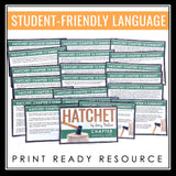 Hatchet Chapter Summaries - Plot Summary Cards for Gary Paulsen's Novel
