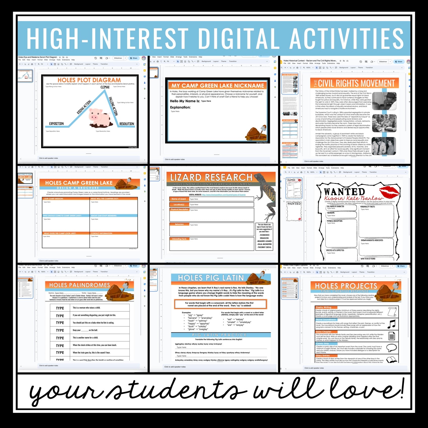 Holes Unit Plan - Louis Sachar Novel Study Reading Unit - Digital