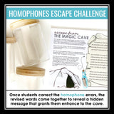 Homophones - Grammar Activity Escape Room Challenge, Presentation, and Quiz