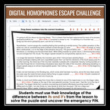 It's vs. Its Homophones Escape Room Digital Grammar Game, Slides, & Quiz