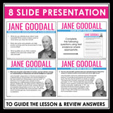 Jane Goodall Biography - Slides, Nonfiction Science Article & Reading Questions