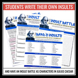 Julius Caesar Activity - Shakespeare Insult Battle of Philippi Act 5 Class Game