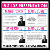 Marie Curie Biography - Slides, Nonfiction Science Article & Reading Assignment