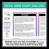 Mood Literary Device Presentation & Fiction Escape Room Digital Reading Activity