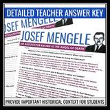 Night by Elie Wiesel - Josef Mengele Historical Context Article and Assignment