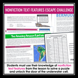 Nonfiction Text Features Presentation & Escape Room Reading Activity Game