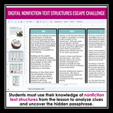 Nonfiction Text Structures Presentation & Escape Room Digital Reading Activity