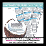 Nonfiction Text Structures Slides & Informational Escape Room Reading Activity