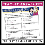 Number the Stars Quizzes - Multiple Choice and Quote Chapter Reading Quizzes