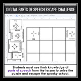 Parts of Speech Escape Room Digital Grammar Activity, Google Slides, and Quiz