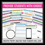 Poetry Assignments for Any Poem – 50 Creative Poetry Analysis Reading Activities